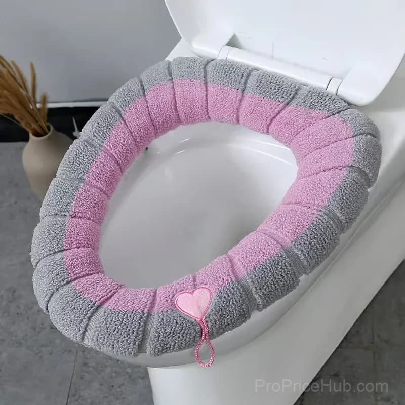 Soft Thick Pink Stretchable Toilet Seat Cover Pad - Main