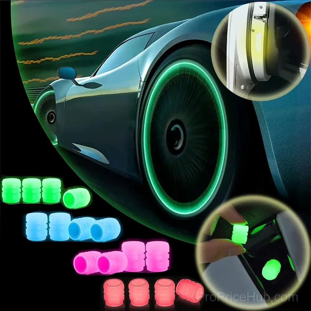 50-Pack Glow-in-the-Dark Tire Valve Caps for Cars - Durable, Easy Install - Alt