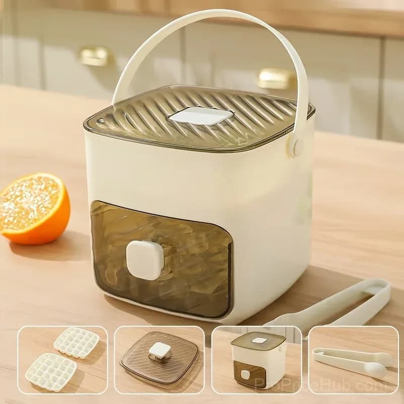 Green Double-Layer Press Ice Cube Tray with Handle - View 5
