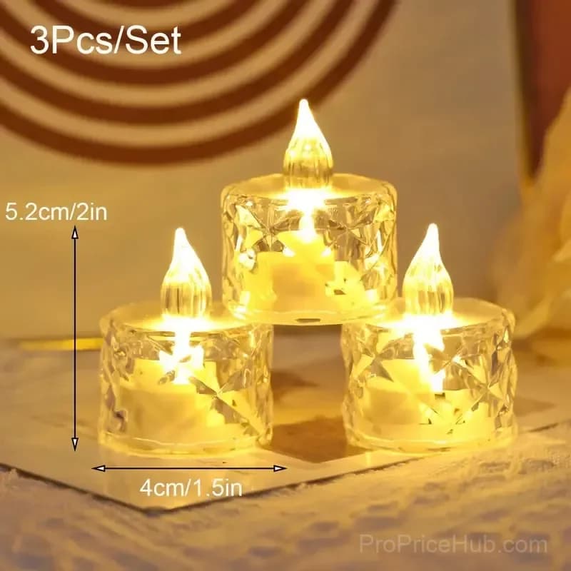 Small Plastic Flameless Candle Lights, 3-Pack - Main