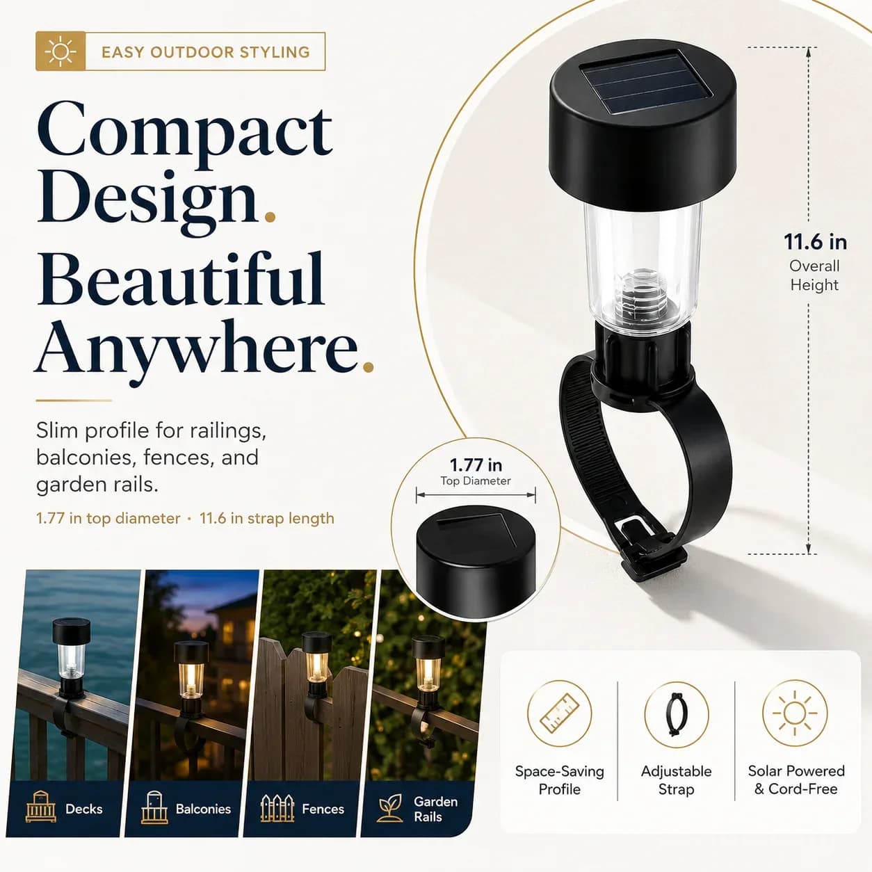 4-Pack Solar Outdoor Railing Lights with Flexible Strap - View 5
