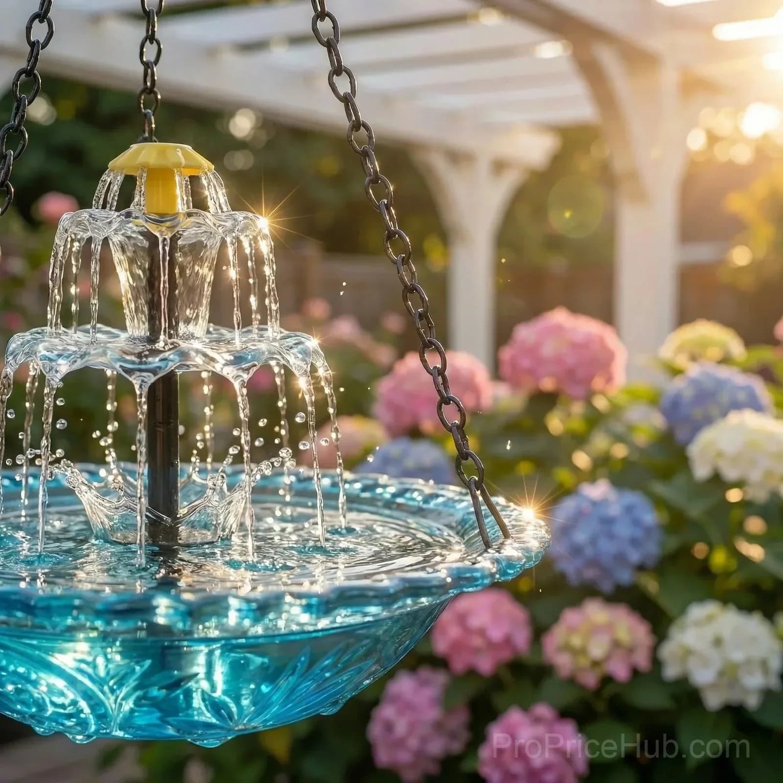 Solar Cascade Hanging Bird Bath Fountain - View 5