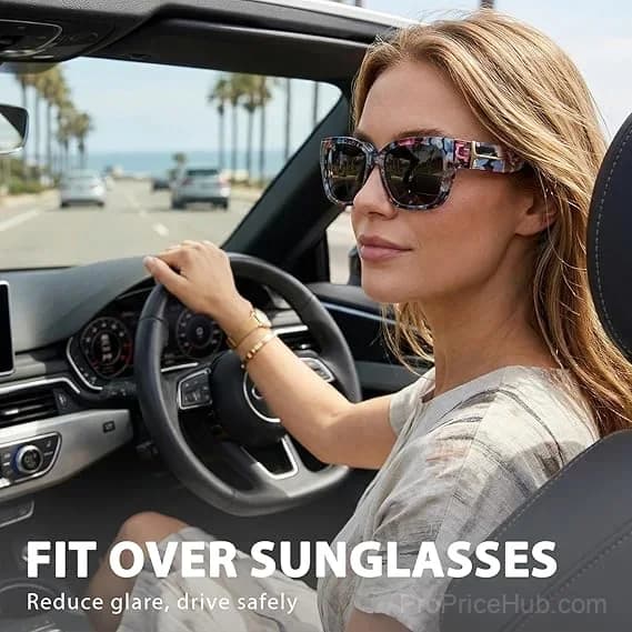 Polarized Fit Over Sunglasses for Women – UV400 Floral Frame - Alt