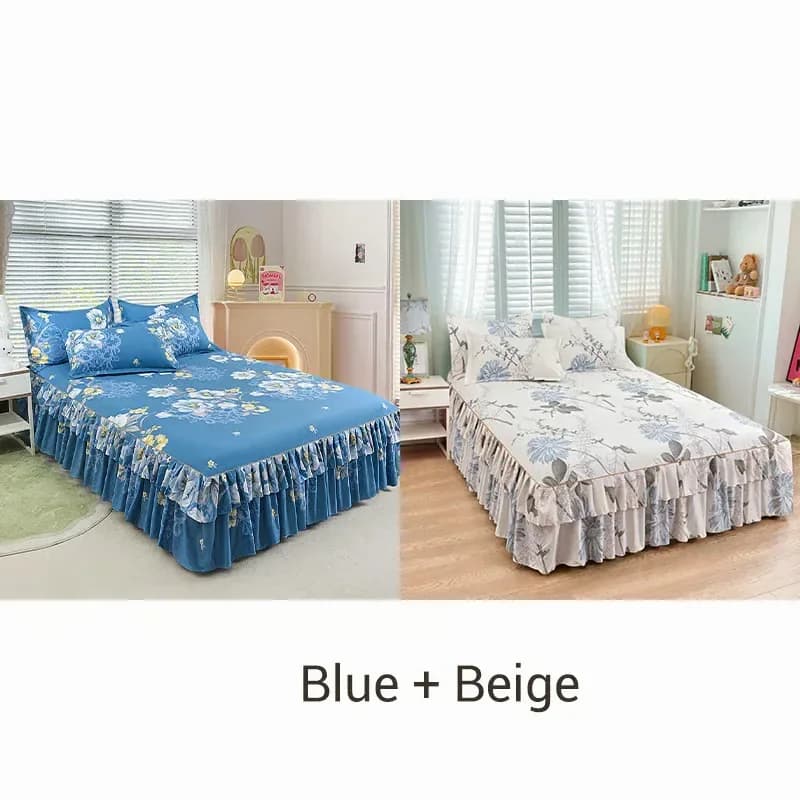 3-Piece Green Ruffled Bed Skirt Set, Cot Size 40 x 75 in - View 14