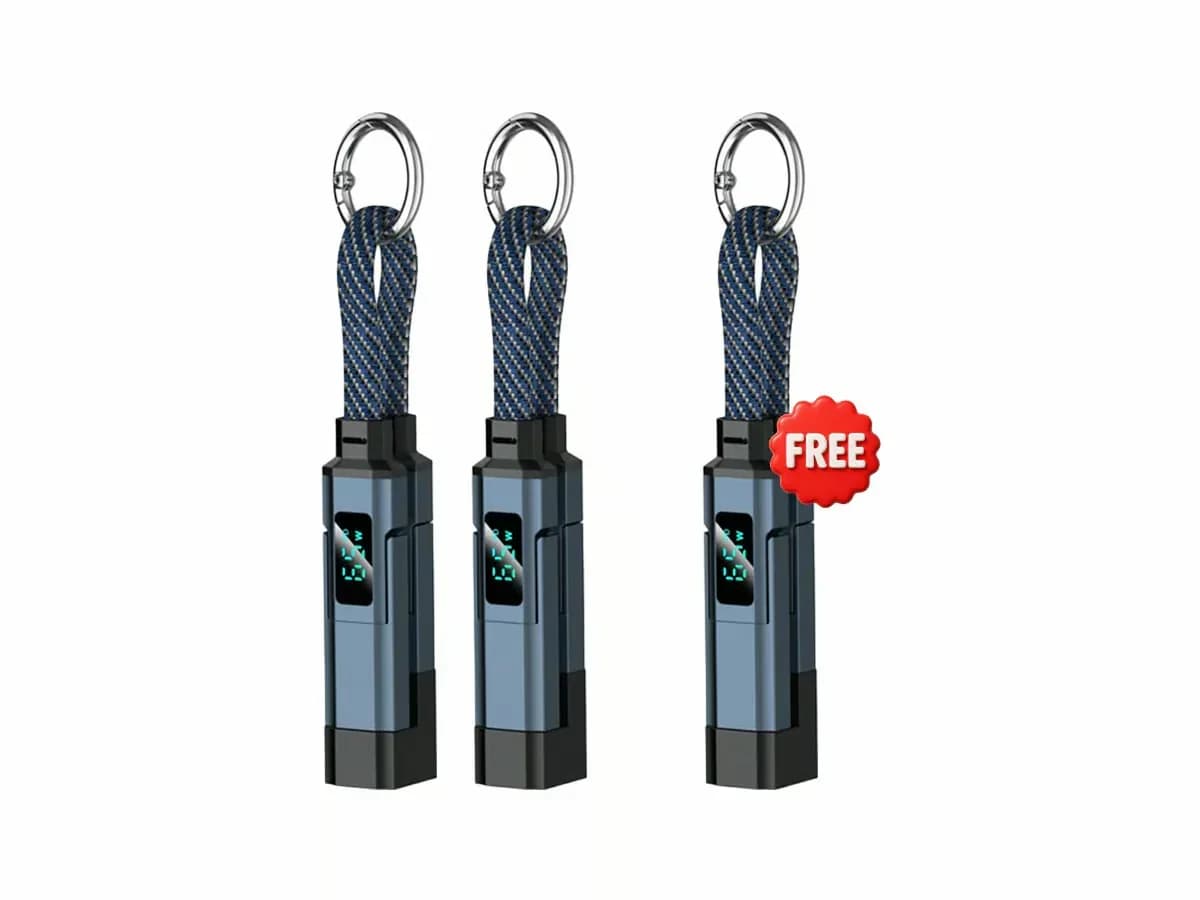 4-in-1 Digital Display Keychain Charging Cable, Black - View 32