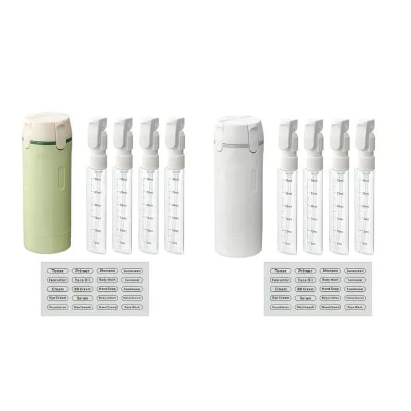 4-in-1 Leakproof Rotatable Travel Toiletry Dispenser Set, Green - View 6