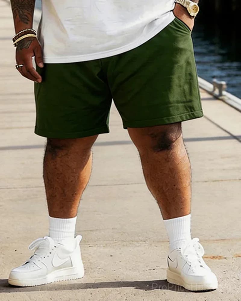 Big & Tall Men's Von Dutch Printed Round Neck T-Shirt & Shorts Set - View 4