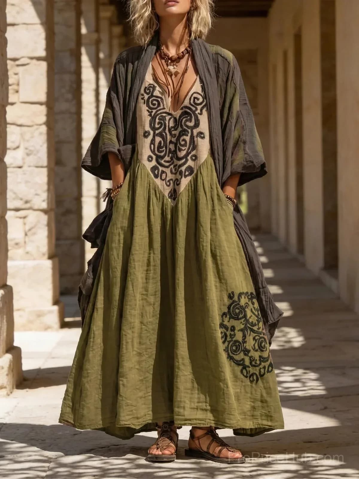 Boho Retro Loose Linen Cotton Two-Piece Set - View 6