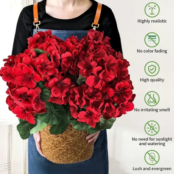 Artificial Geranium Flowers for Outdoors - View 16