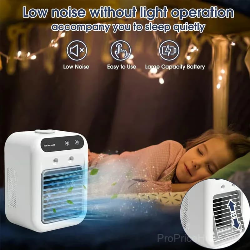 Mini Portable Air Conditioner & Humidifier, White, No Power Bank - View 6
