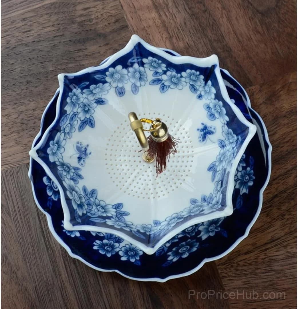 Blue and White Porcelain Umbrella Tea Infuser Set - View 5
