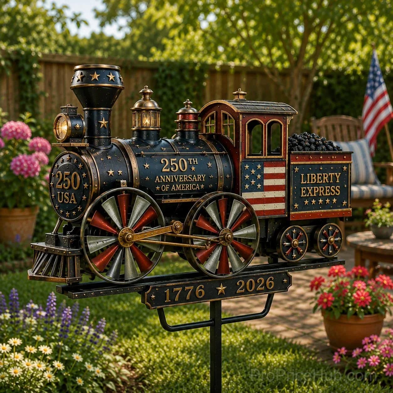 Liberty Express Train Wind Spinner - Garden Decor - View 5