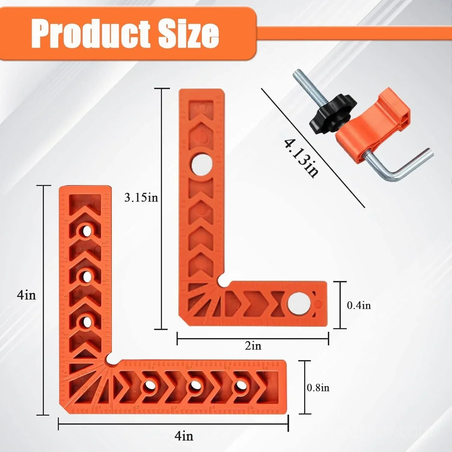 90 Degree Corner Clamp & Positioning Square Set - 3" & 4" x 8 Right Angle Clamps, ABS Plastic L-Shaped Tool - View 9