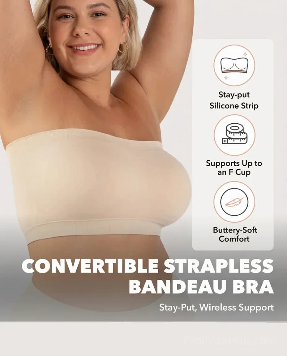 Wireless Backless Bandeau Bra Plus Size Convertible Straps - View 3