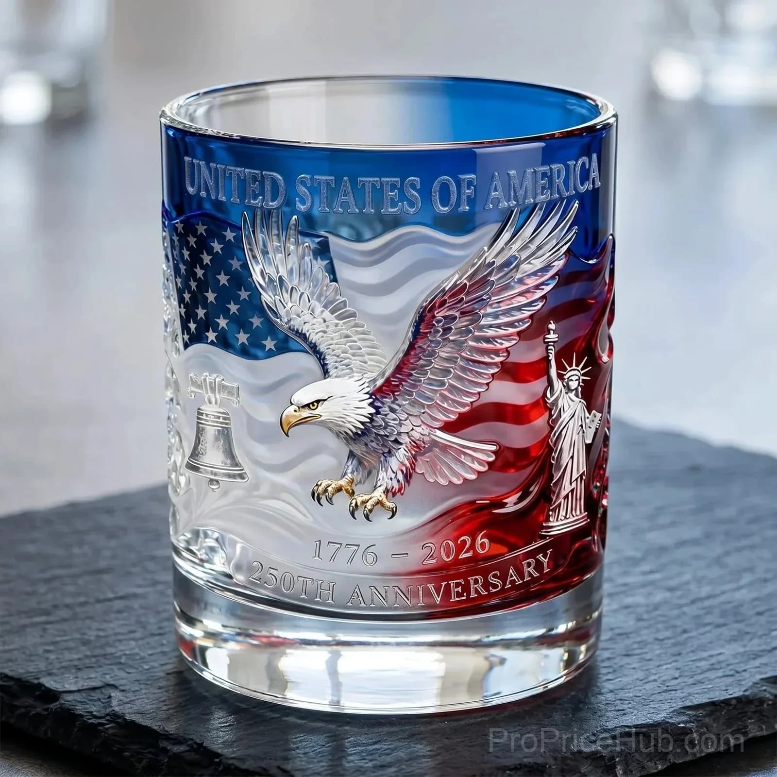 USA 250th Anniversary Commemorative Glass Cup - Main