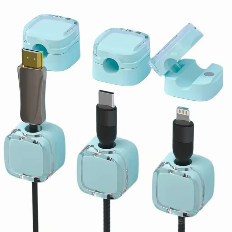 Transparent Magnetic Cable Organizer Clips, Mixed Colors, 6-Pack - Alt