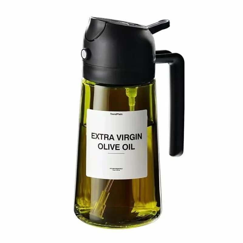 2-in-1 Glass Oil Sprayer and Dispenser, Black, 470ml - Main