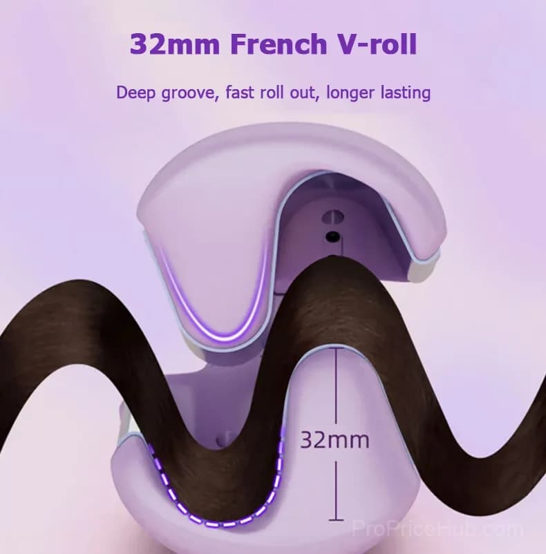 French Wave Curling Iron, Pink, US Plug - View 5