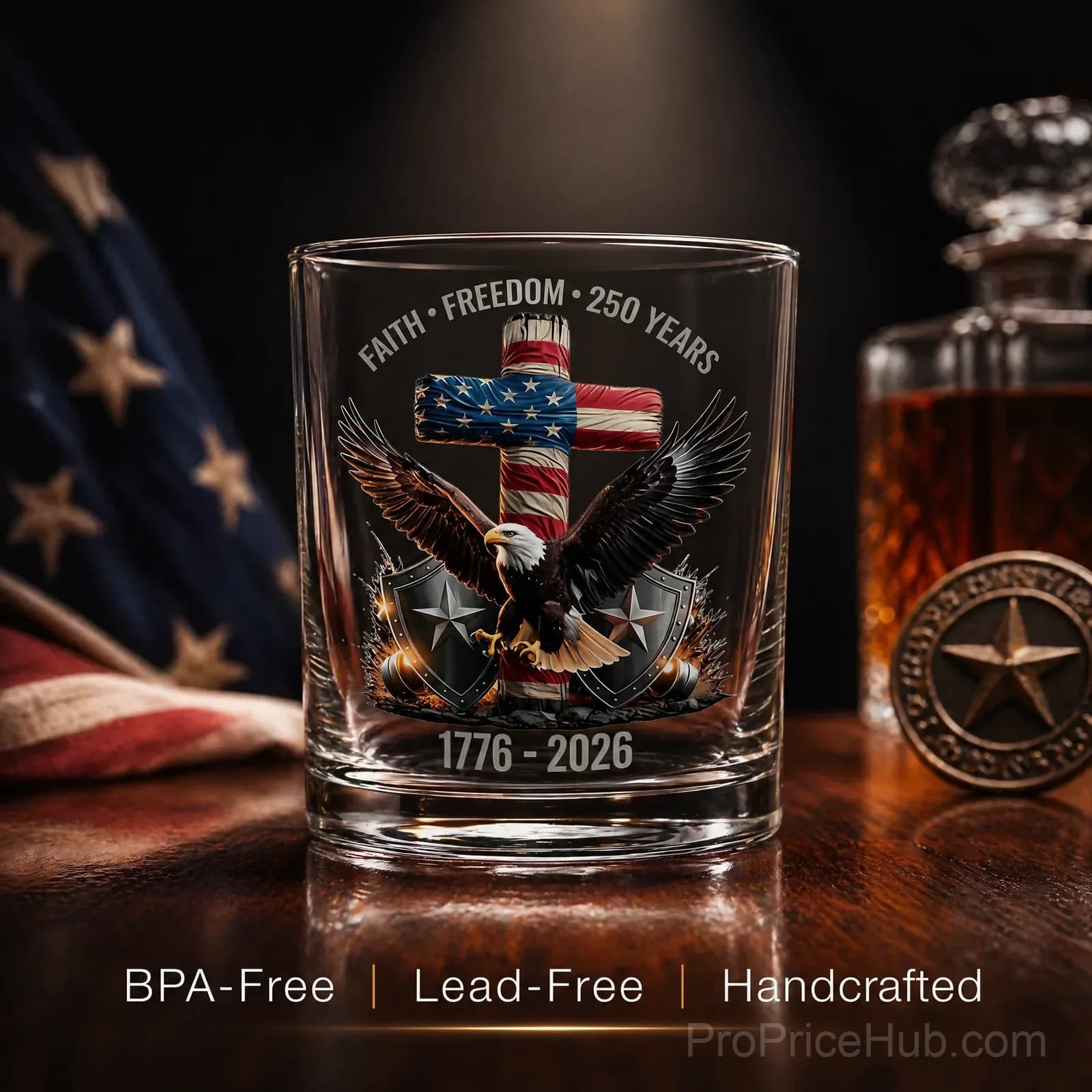 250th Anniversary American Patriotic Whiskey Glass 1776-2026 - View 15