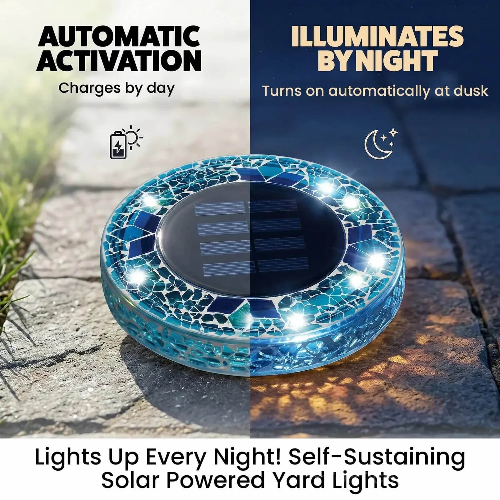 Solar Mosaic Disk Garden Lights - Alt