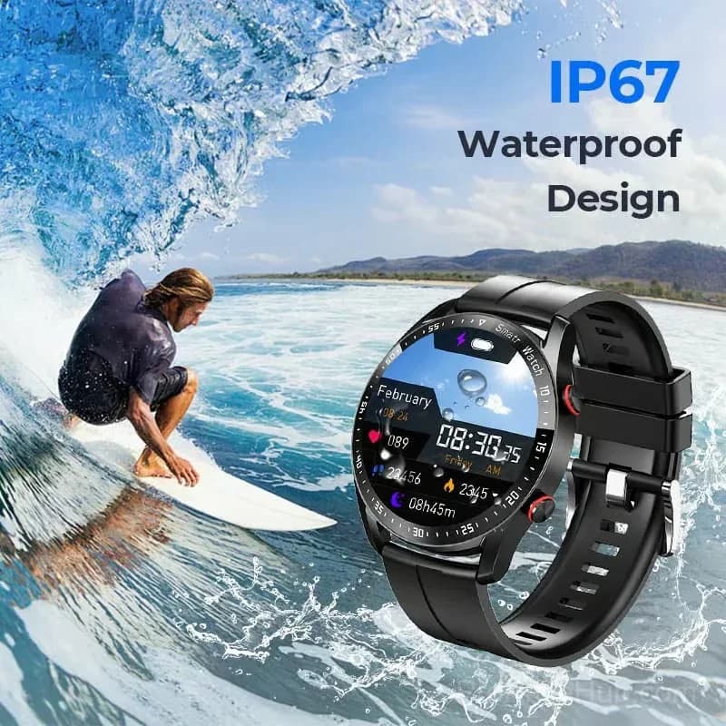 Health Monitoring Sports Smartwatch with Black Rubber Strap - View 6