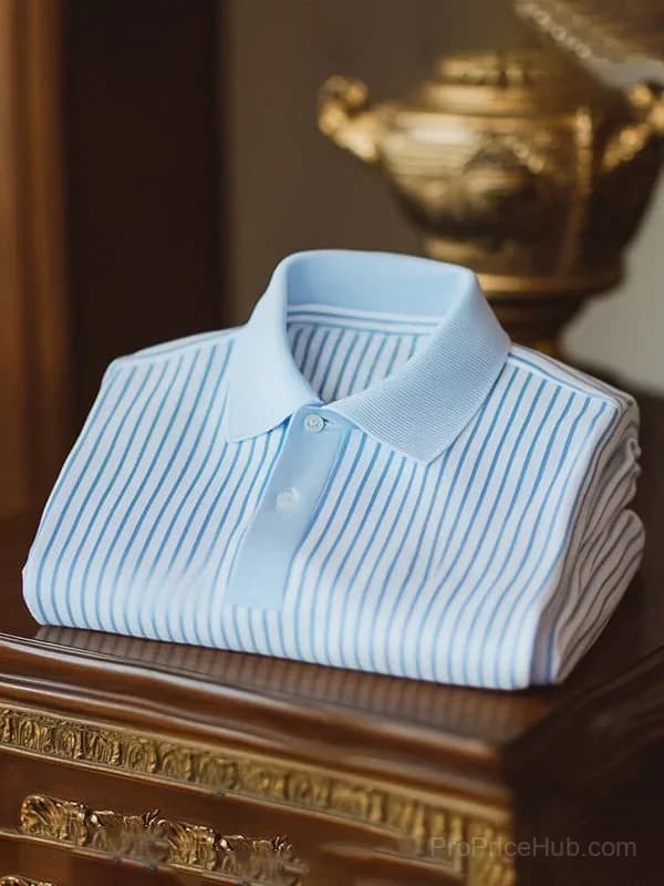 Men's Blue Logo Button Short Sleeve Polo Shirt - Main