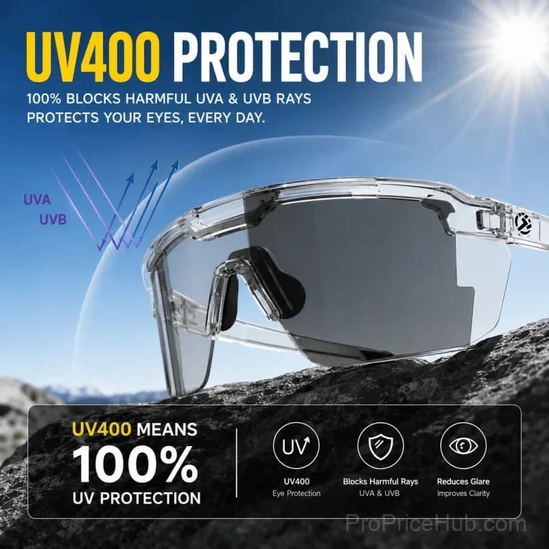 Impact Resistant UV400 Photochromic Polarized Sports & Work Safety Glasses - View 4