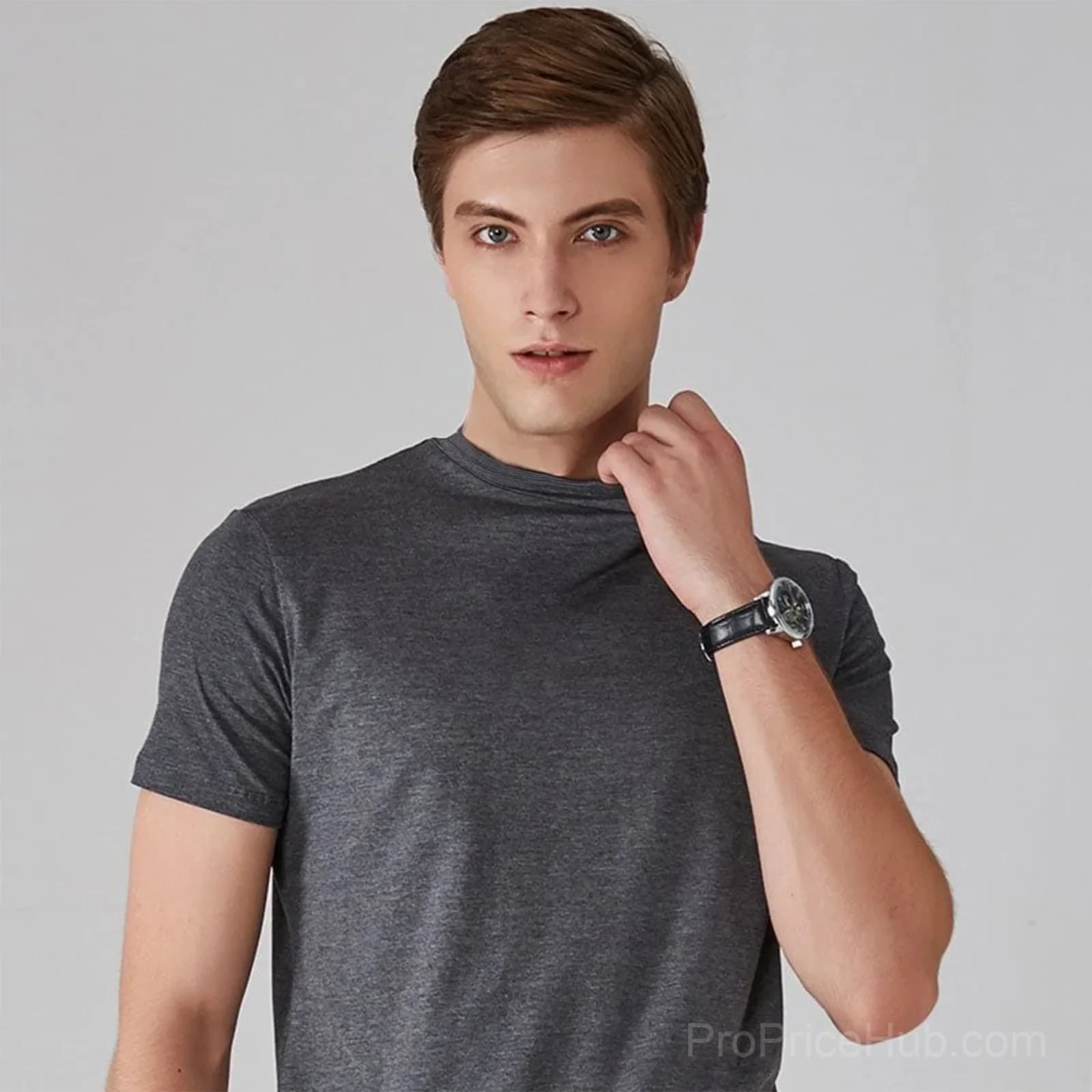 Men’s High Neck Slim Fit T-Shirt, White, Size S - View 2