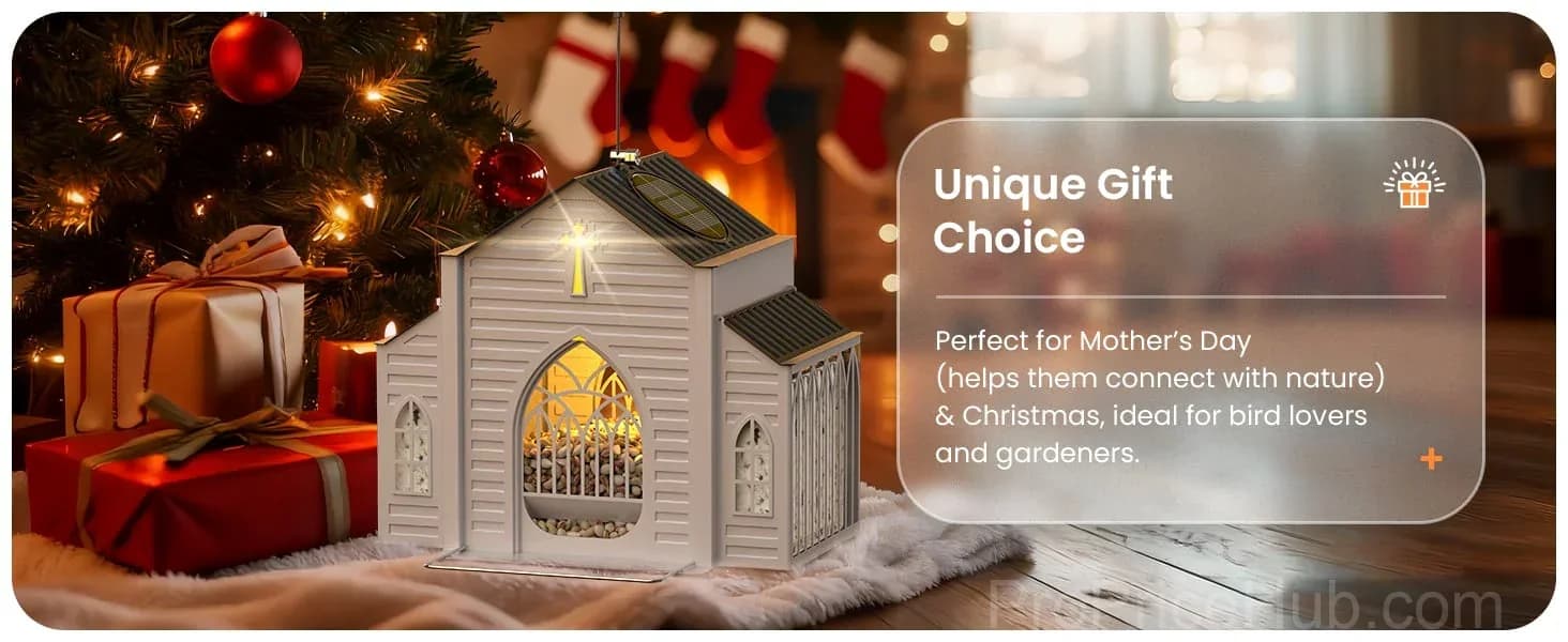 Church-Shaped Solar Bird Feeder for Garden Decor - View 12