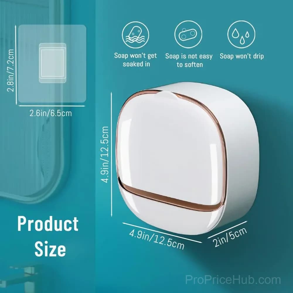 White Soap Holder with Drain Tray for Sink or Shower - View 3