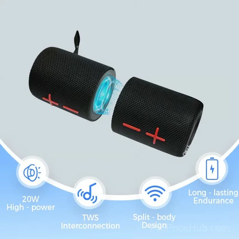 2-in-1 Magnetic Splittable Dual Bluetooth Speaker, Black - Alt