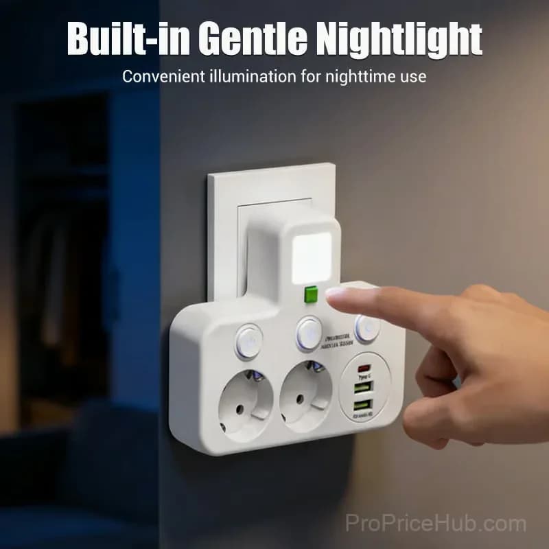 Smart Power Strip with USB Ports, EU Plug, White, 2 Outlets - View 5