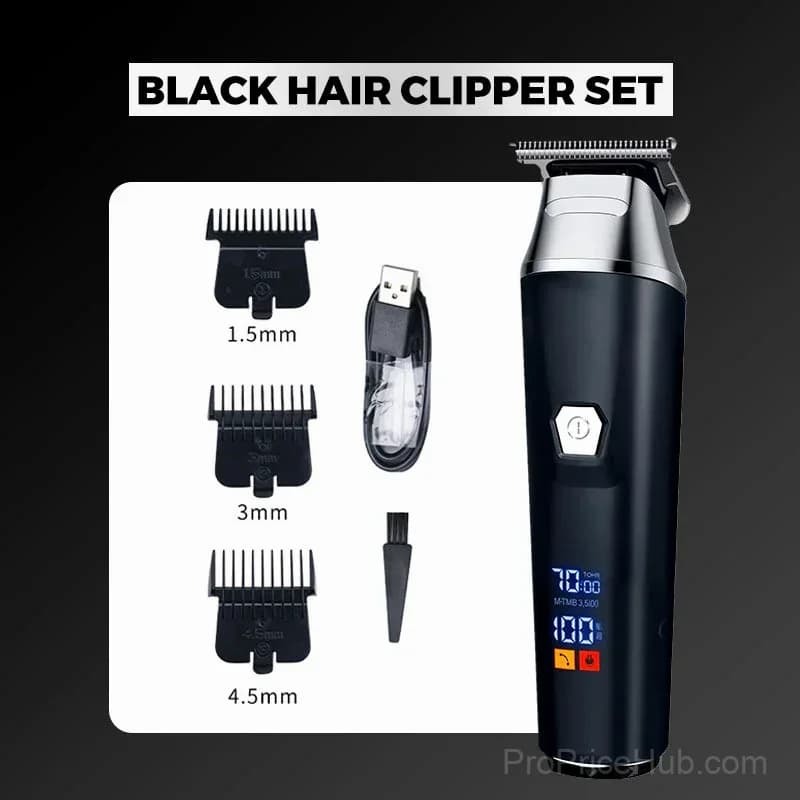 Diamond Black Digital Display Electric Hair Clipper Set - Main