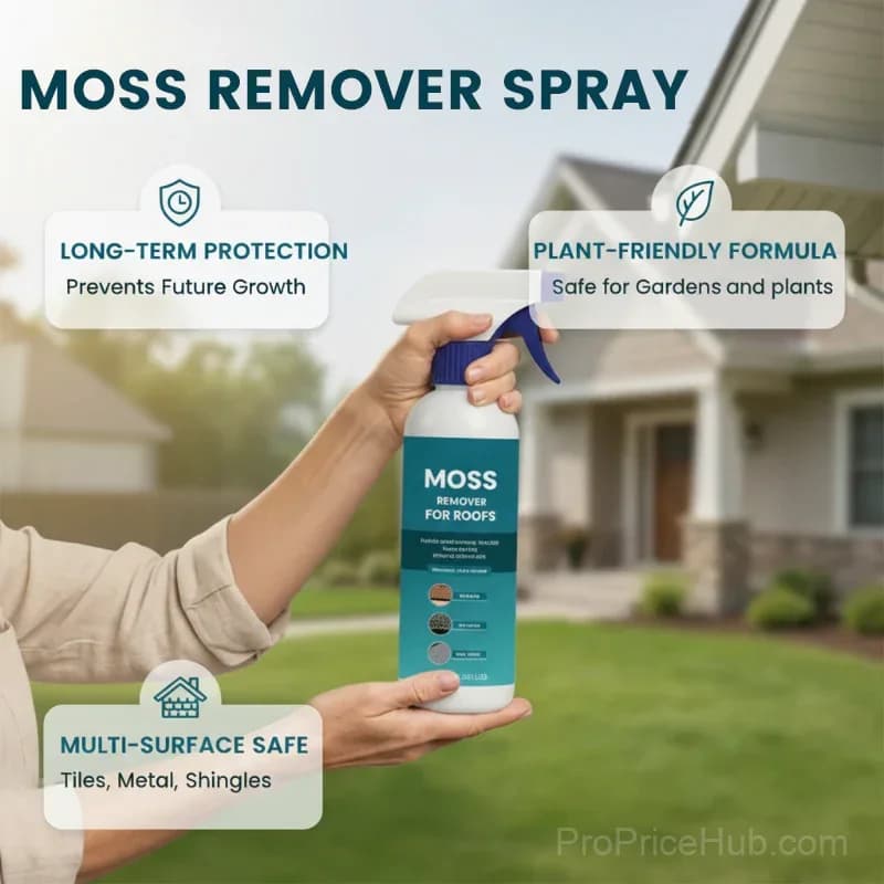 Multi-Surface Roof Moss & Algae Cleaner Spray, Professional Stain Remover & Protective Shield - Main