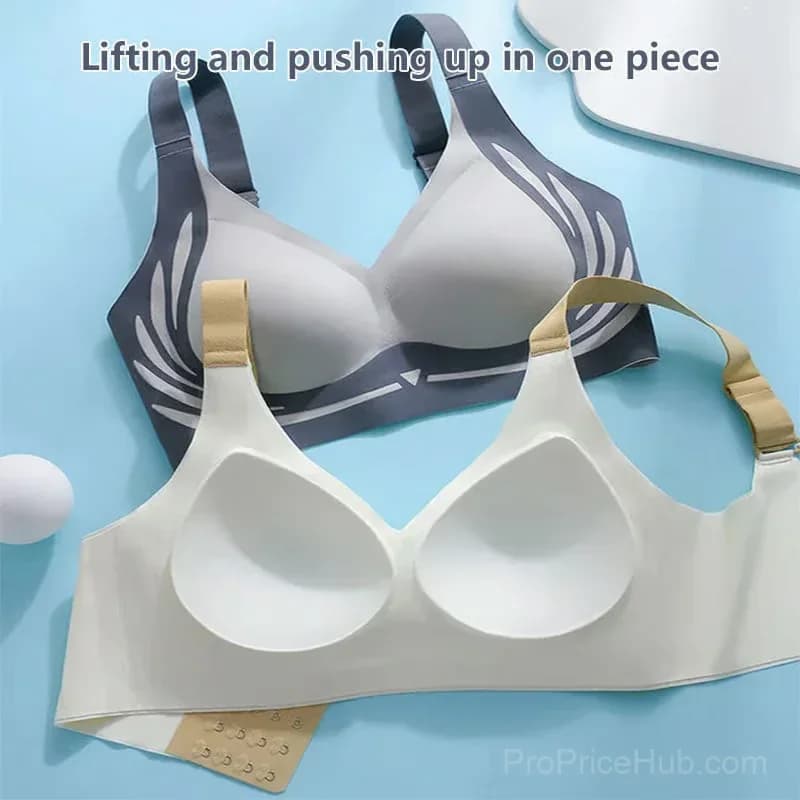 Women's Wire-Free Push-Up Anti-Sagging Bra, Green, M (B/C) - Alt