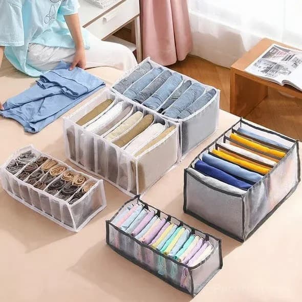 Large Grey Wardrobe Clothes Organizer for Skirts, Jeans & Coats - View 2