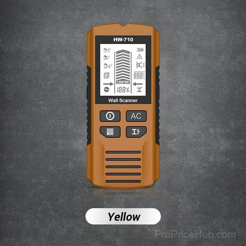 6-in-1 Handheld Wall Metal Detector with HD LCD Display, Yellow - Main