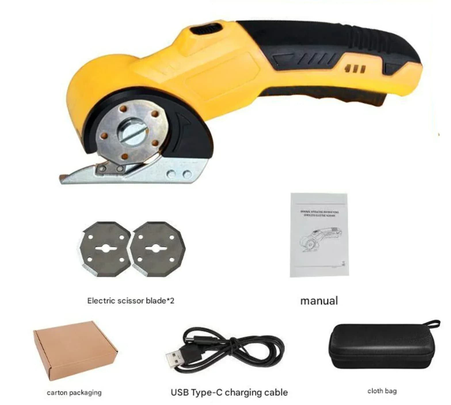 Cordless Electric Scissors with 1 Blade and Box, Yellow - Alt