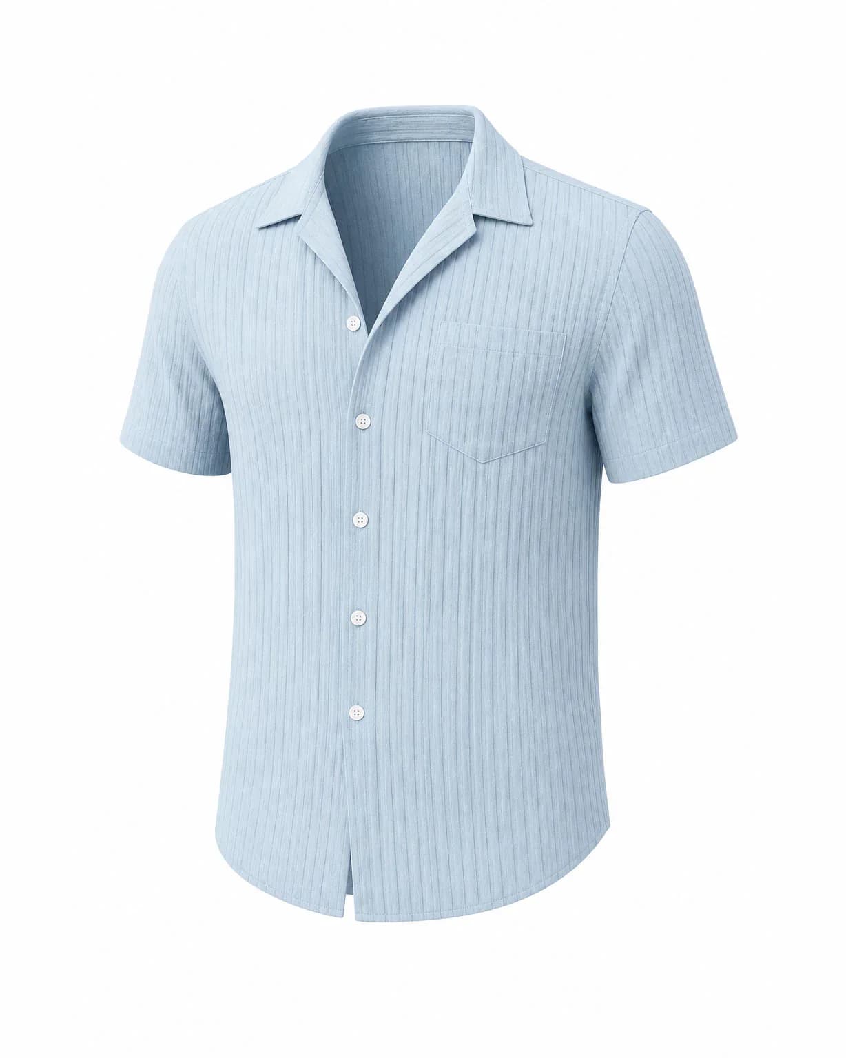 Men's Striped Jacquard Textured Short Sleeve Summer Beach Shirt - View 13