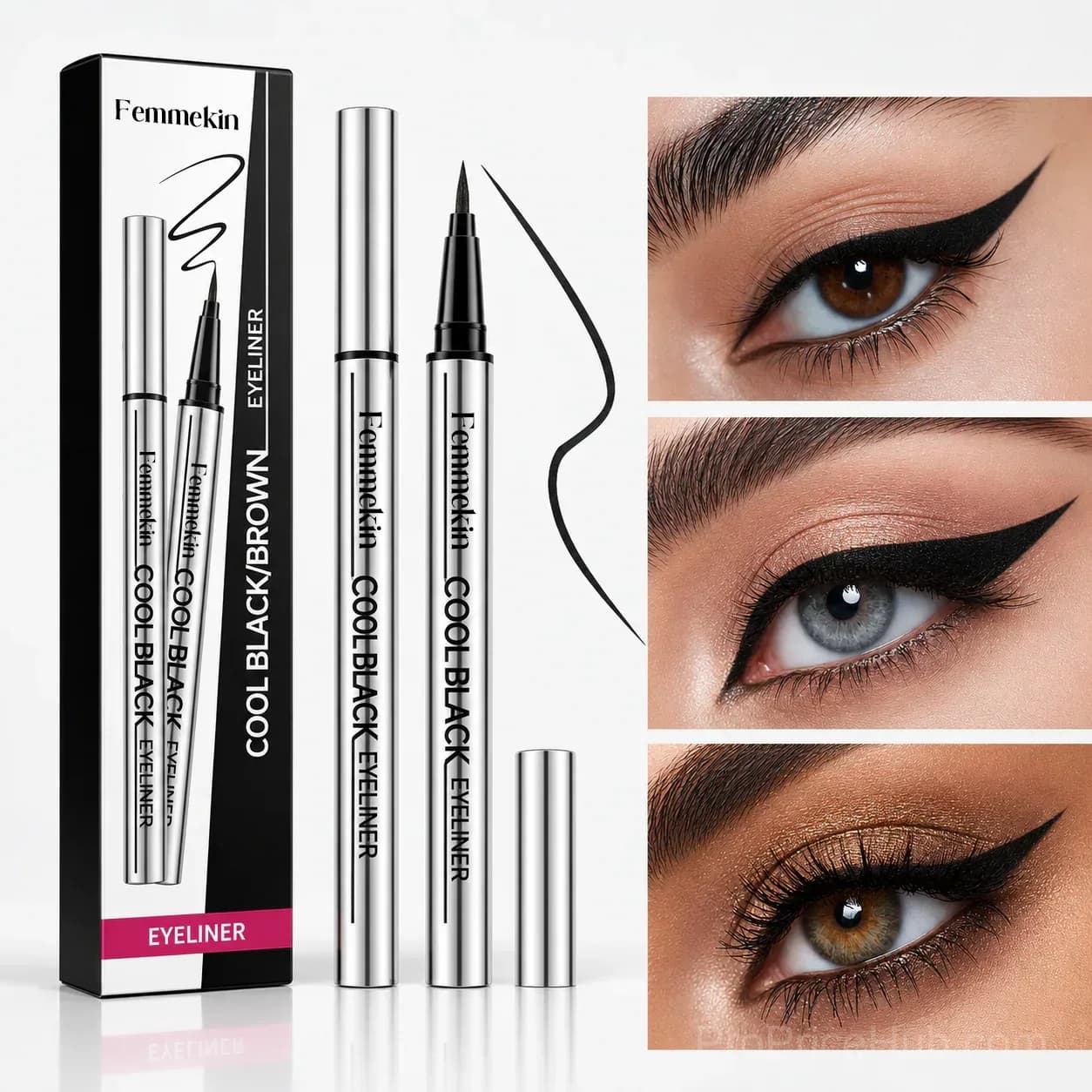 Cool Black/Brown Waterproof Eyeliner - 24hr Long-Lasting, One Stroke Formula - Main