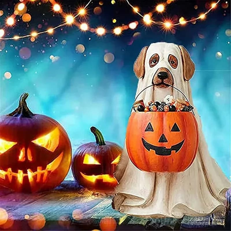 Ghost Cat Candy Bowl Halloween Home Decor - View 4