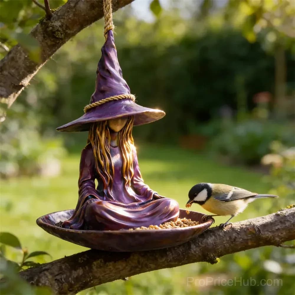 Meditating Witch Garden Bird Feeder Yard Decor - View 6