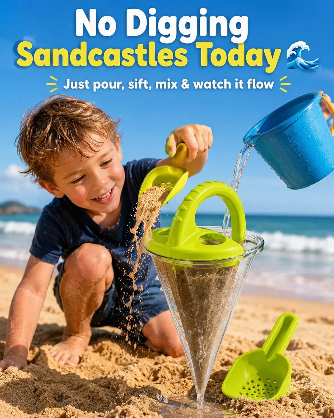 Kids Sand & Water Funnel Toy with Sifting Shovel - Alt