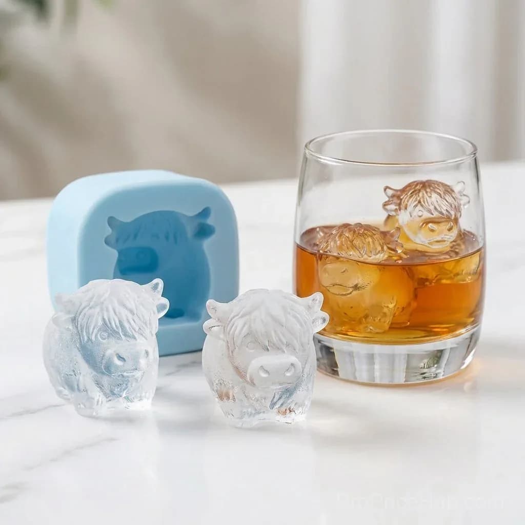 Mini Highland Cow 3D Ice Cube & Dessert Mold for Drinks & Parties - Alt