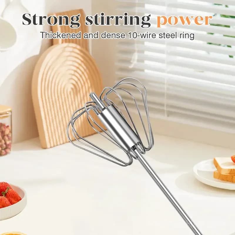 Stainless Steel Hand-Push Rotary Whisk - Alt