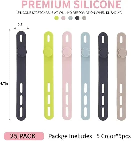 Reusable Silicone Cable Ties for Headphone and Charger Cables - Main