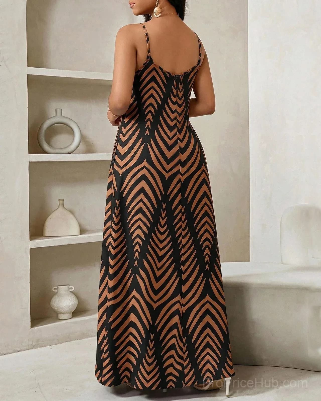Women's Bohemian Striped Pocket Maxi Dress - View 6