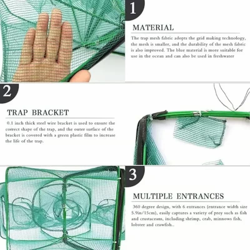 Auto-Foldable 6-Hole Fishing Trap Net, 72 x 28 cm - View 7