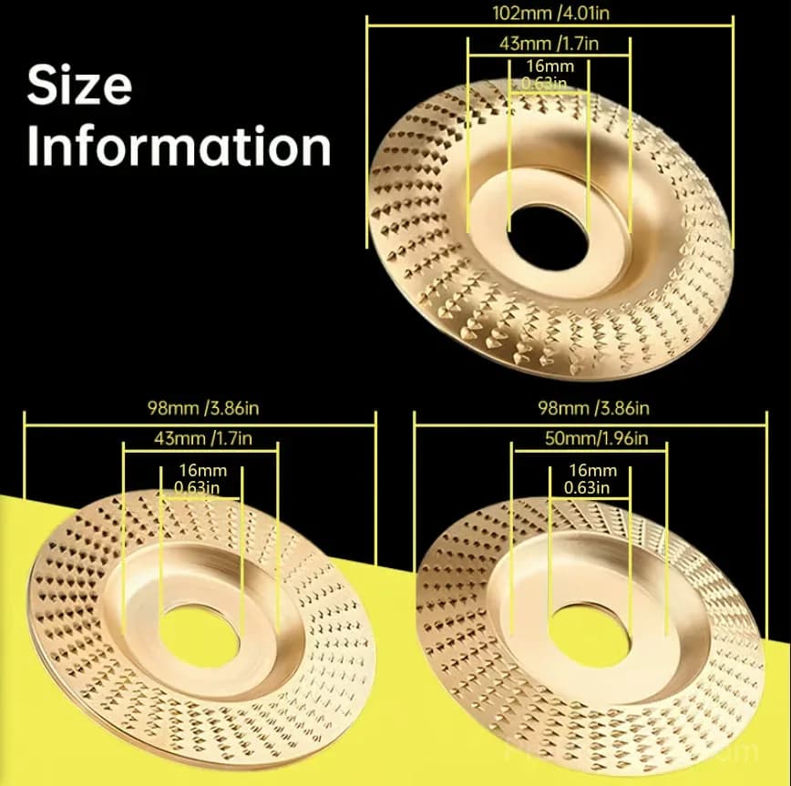 3-Piece Wood Carving Disc Set for Cutting Tools - Main