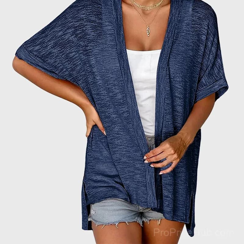 Solid Color Short-Sleeve Casual Jacket - View 18